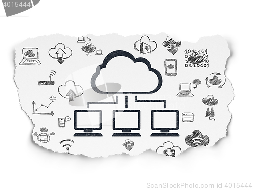 Image of Cloud computing concept: Cloud Network on Torn Paper background