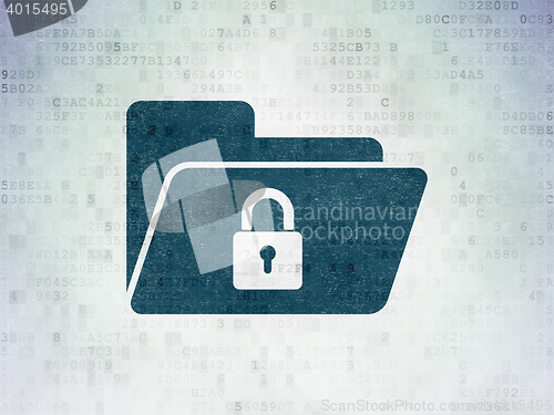Image of Finance concept: Folder With Lock on Digital Data Paper background