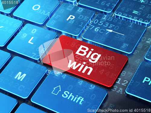 Image of Finance concept: Big Win on computer keyboard background