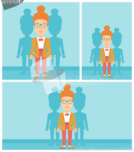 Image of Woman searching for job vector illustration.