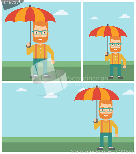 Image of Business man with umbrella vector illustration.