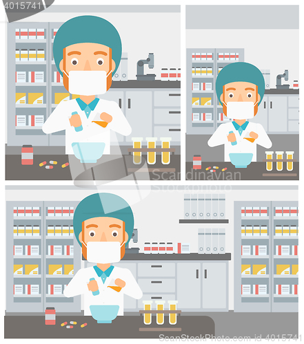 Image of Pharmacist preparing medication.