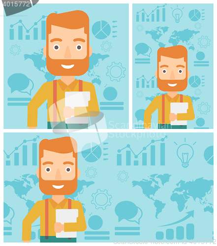 Image of Happy successful businessman vector illustration.