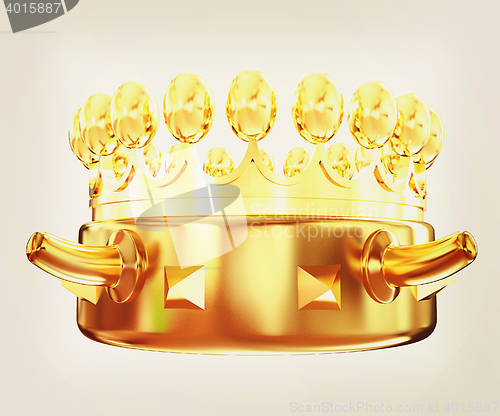 Image of Gold crown isolated on white background . 3D illustration. Vinta