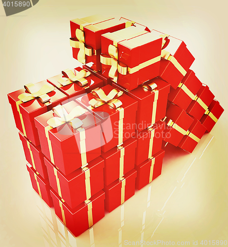Image of Bright christmas gifts. 3D illustration. Vintage style.
