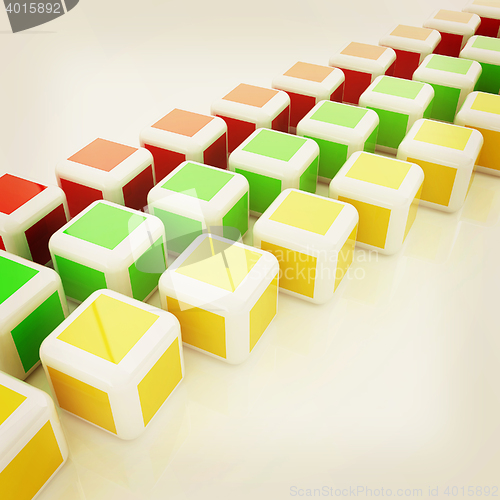 Image of Abstract colorfull blocks 3d. 3D illustration. Vintage style.