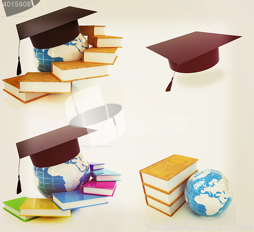 Image of Global Education. 3D illustration. Vintage style.
