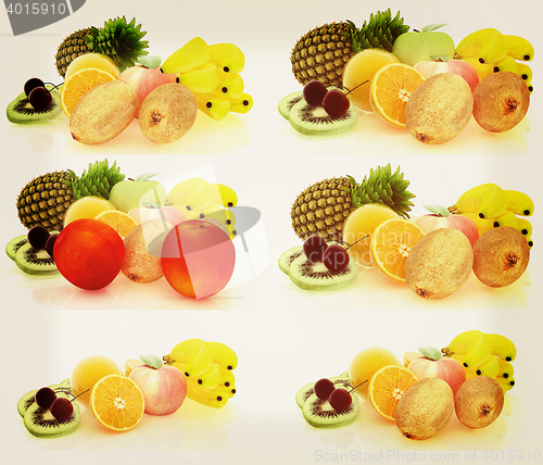 Image of Set of citrus. 3D illustration. Vintage style.