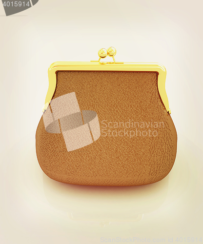 Image of Leather purse. 3D illustration. Vintage style.