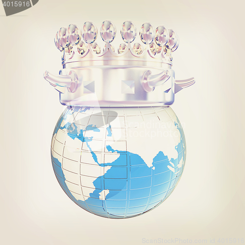 Image of Fantastic crown on earth isolated on white background . 3D illus