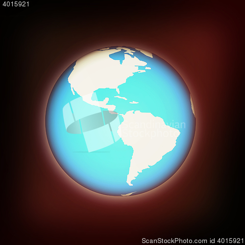 Image of Earth glow. 3D illustration. Vintage style.