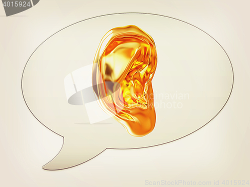 Image of messenger window icon. Ear 3d . 3D illustration. Vintage style.
