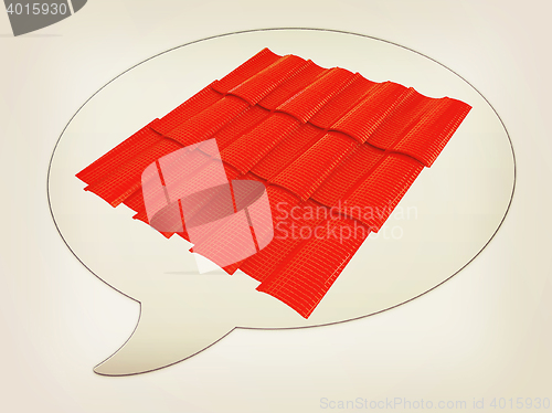 Image of messenger window icon and roof tiles. 3D illustration. Vintage s