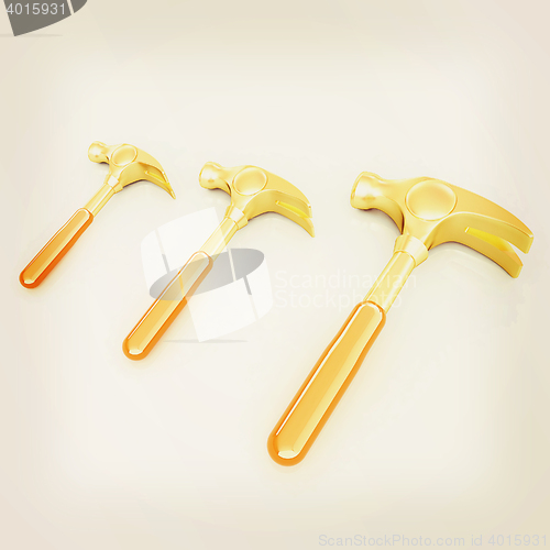 Image of Hammer on white background . 3D illustration. Vintage style.