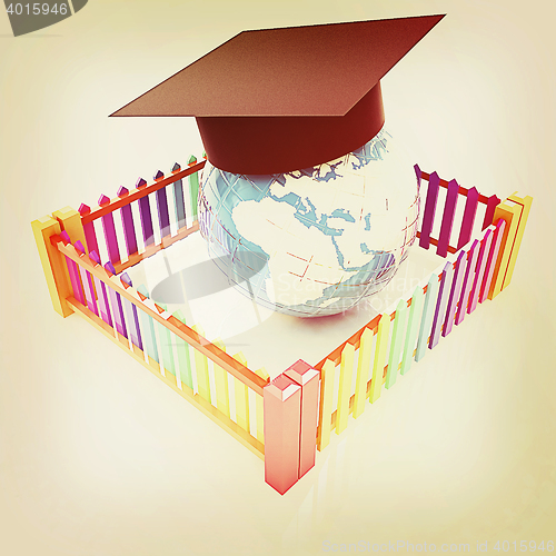 Image of Global education concept in closed colorfull fence. Concept educ