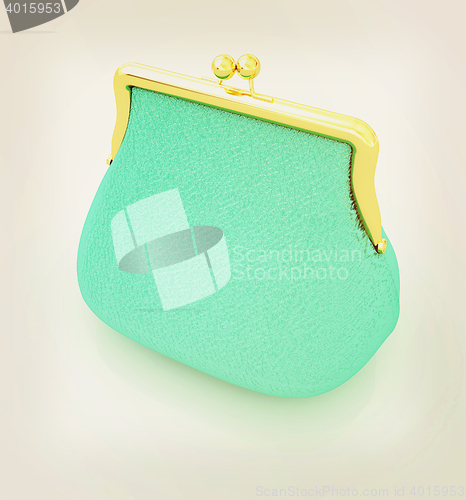 Image of Leather purse. 3D illustration. Vintage style.