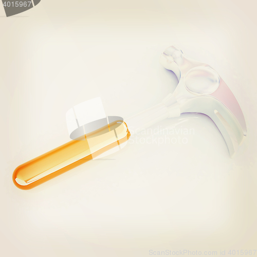 Image of Hammer on white background . 3D illustration. Vintage style.