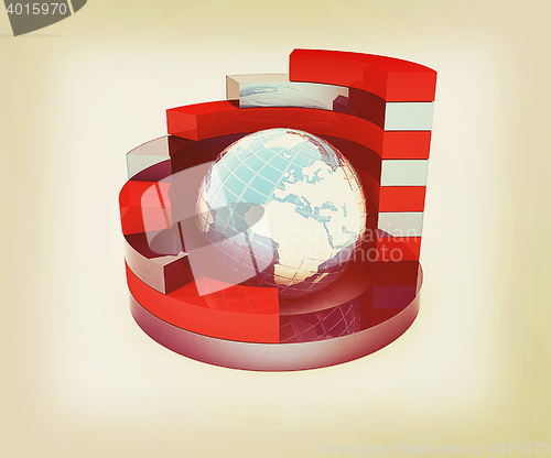 Image of Abstract structure with blue earth in the center . 3D illustrati