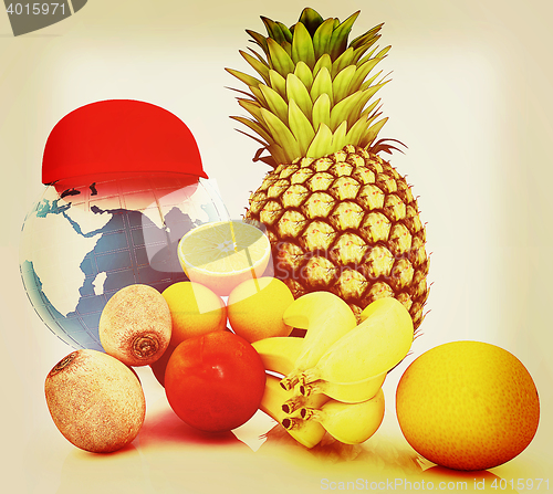 Image of Citrus and earth . 3D illustration. Vintage style.