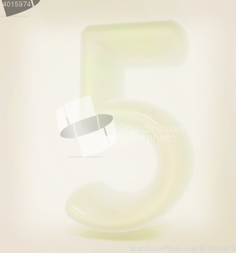 Image of Glossy 3d number \"five\". 3D illustration. Vintage style.