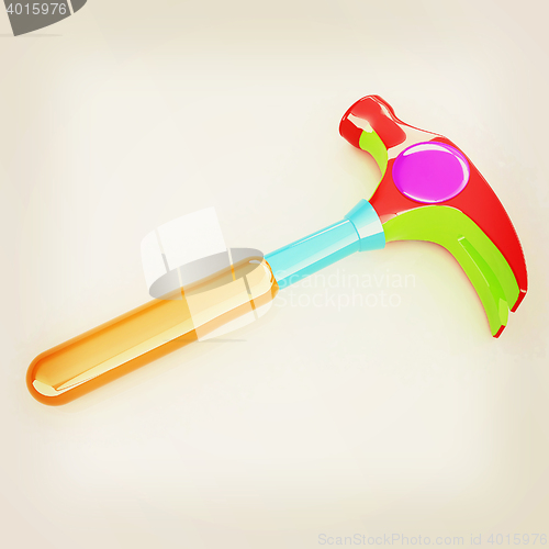 Image of Hammer on white background . 3D illustration. Vintage style.