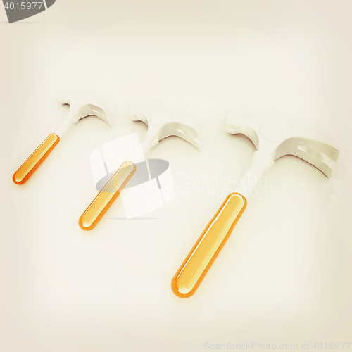 Image of Hammer on white background . 3D illustration. Vintage style.