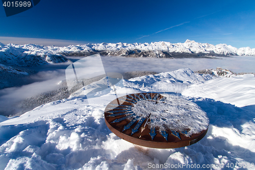 Image of Orientation table on Vogell ski slope in Slovenia.