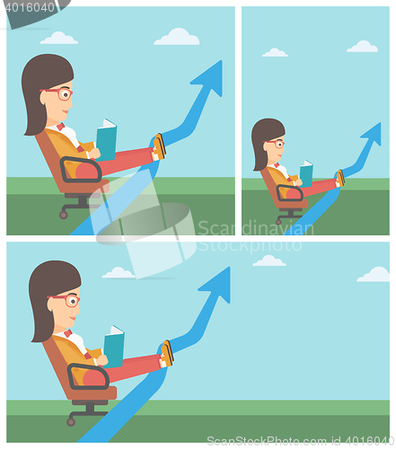 Image of Business woman reading book vector illustration.