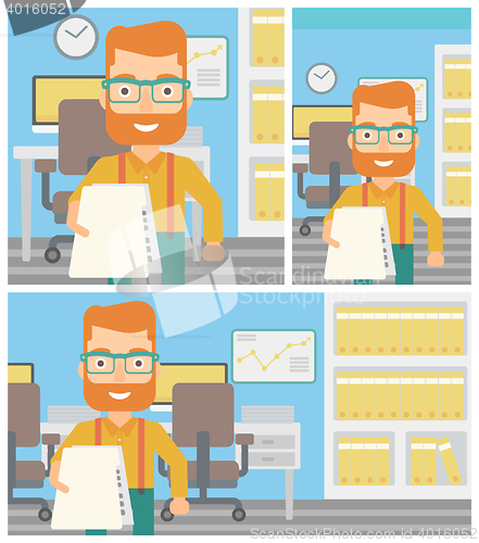 Image of Man giving resume vector illustration.