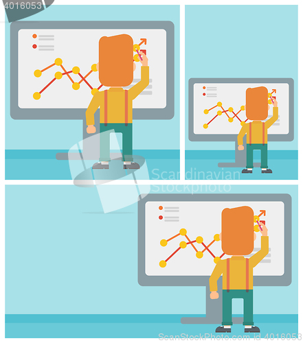 Image of Businessman presenting report vector illustration.