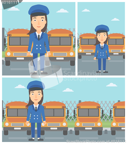 Image of School bus driver vector illustration.