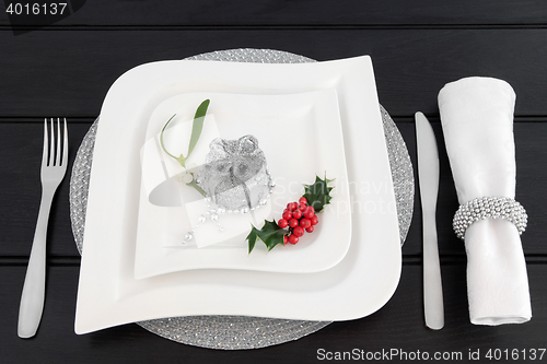 Image of Christmas Dinner Table Setting