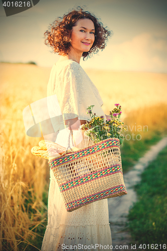 Image of Portrait of the middle aged beautiful smiling woman