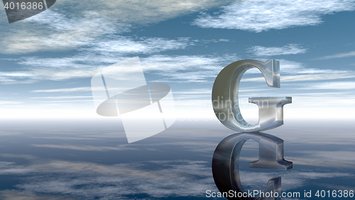 Image of metal uppercase letter g under cloudy sky - 3d rendering