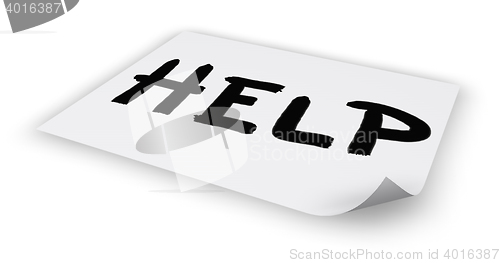 Image of the word help on paper sheet - 3d rendering