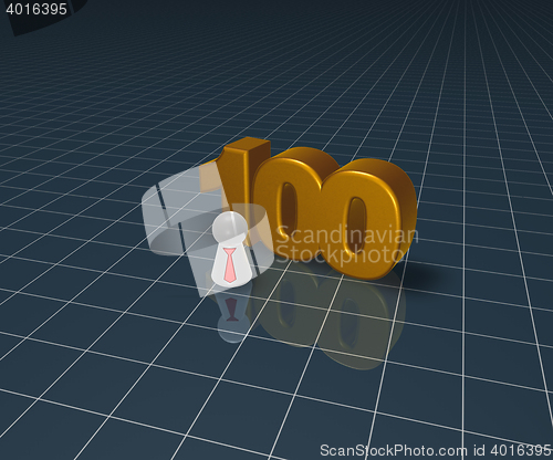 Image of number one hundred and pawn with tie - 3d rendering