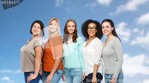 Image of group of happy different women in casual clothes