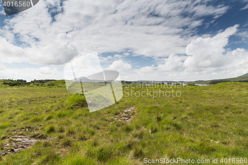 Image of view to plain and lake at connemara in ireland