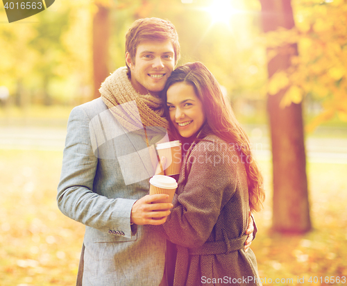 Image of romantic couple in the autumn park