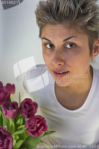 Image of woman and flowers