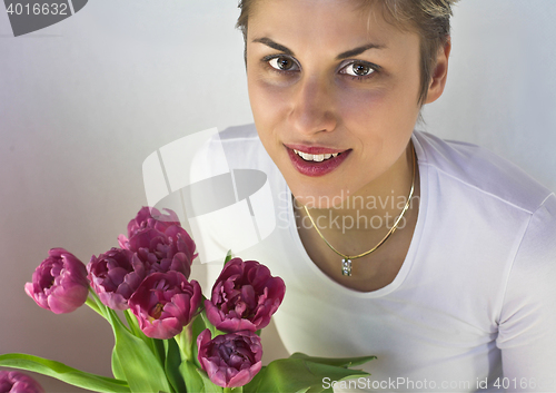 Image of woman and flowers