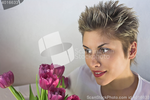 Image of woman and flowers