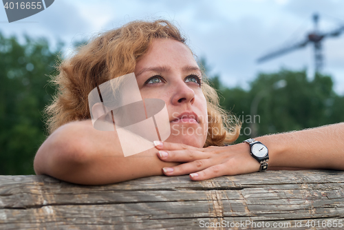 Image of Portrait of attractive young blonde woman