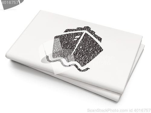 Image of Vacation concept: Ship on Blank Newspaper background