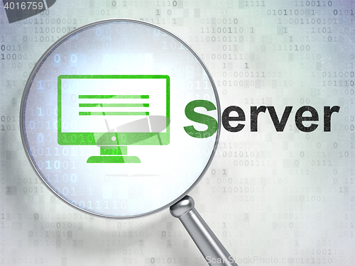 Image of Web development concept: Monitor and Server with optical glass