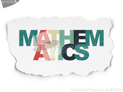 Image of Education concept: Mathematics on Torn Paper background