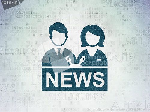 Image of News concept: Anchorman on Digital Data Paper background