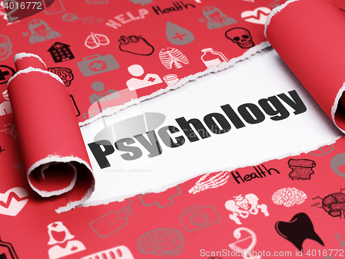 Image of Medicine concept: black text Psychology under the piece of  torn paper