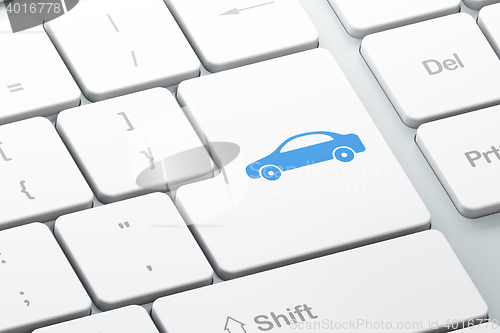 Image of Tourism concept: Car on computer keyboard background