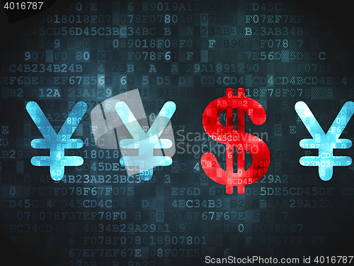 Image of Banking concept: Dollar And Yen on digital background